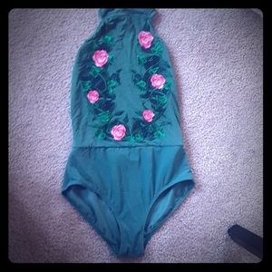 Poison Ivy Embroidered Bodysuit Top